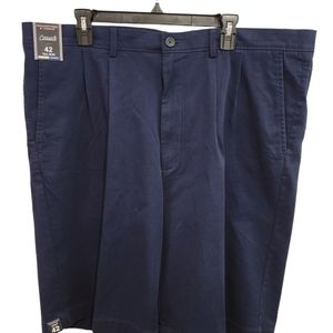Shorts 42W Dark Navy Tall Man. Pleated NWT Roundtree & Yorke